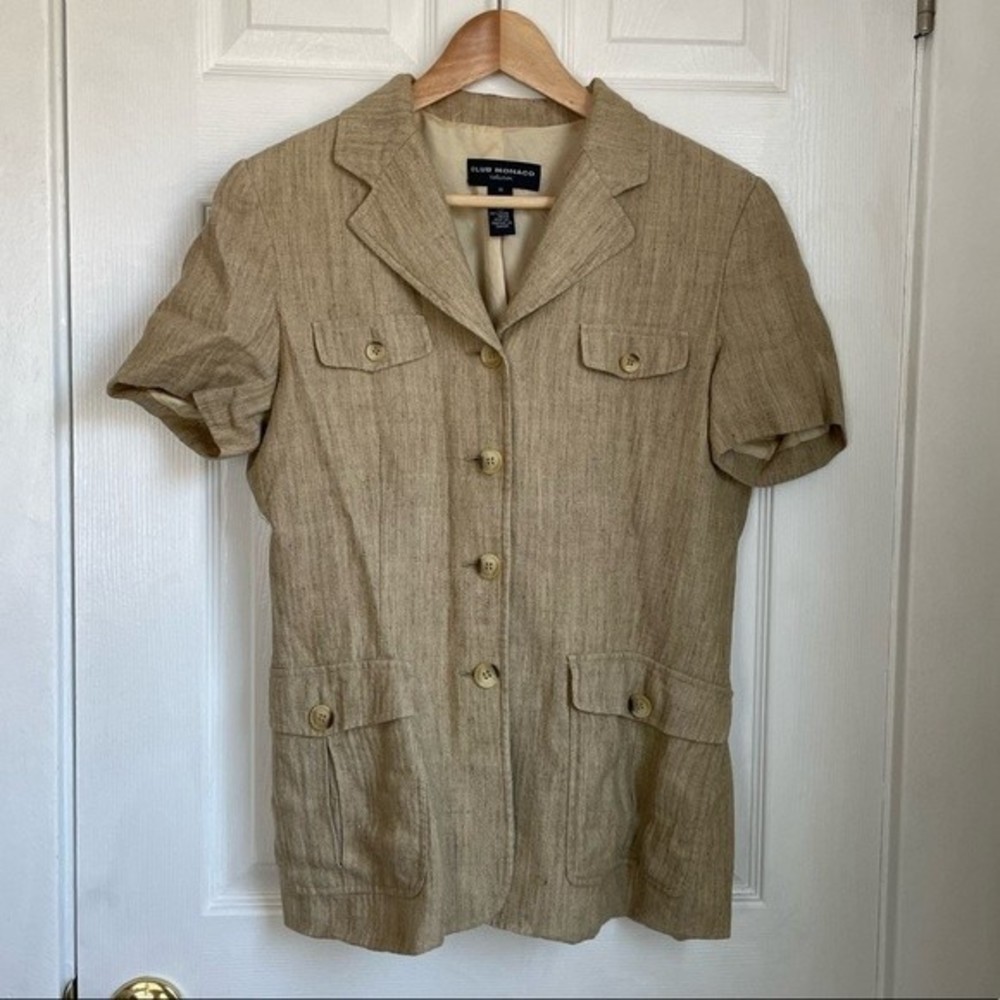 Club Monaco Vintage button down shirt safari houndstooth blouse womens